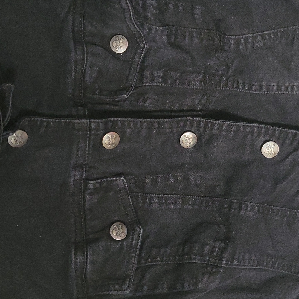 Black Jean Cropped Jacket - Picture 2 of 4